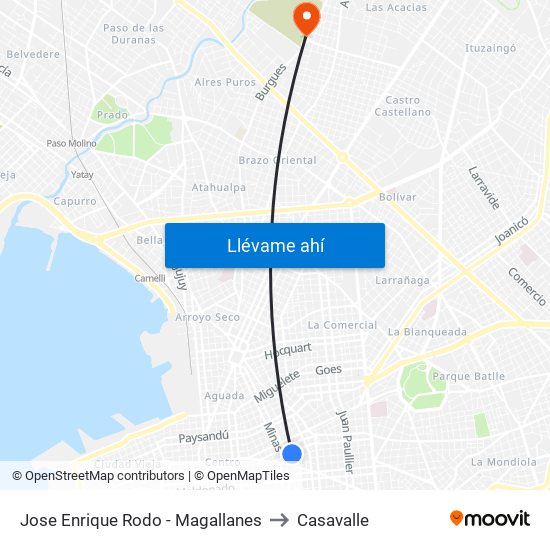 Jose Enrique Rodo - Magallanes to Casavalle map