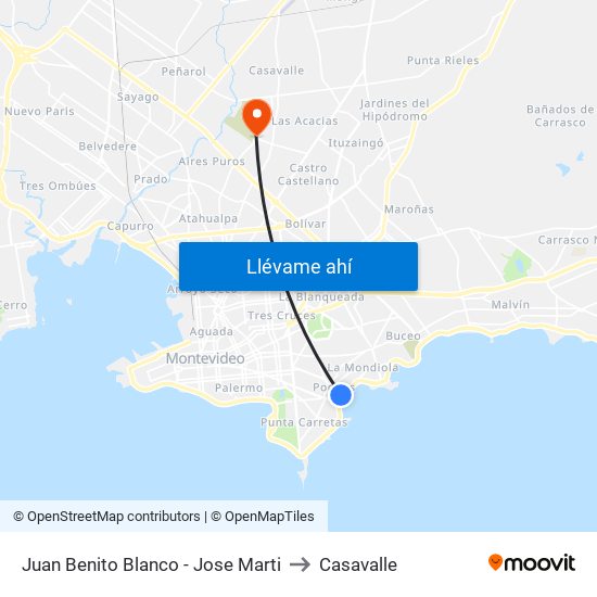 Juan Benito Blanco - Jose Marti to Casavalle map