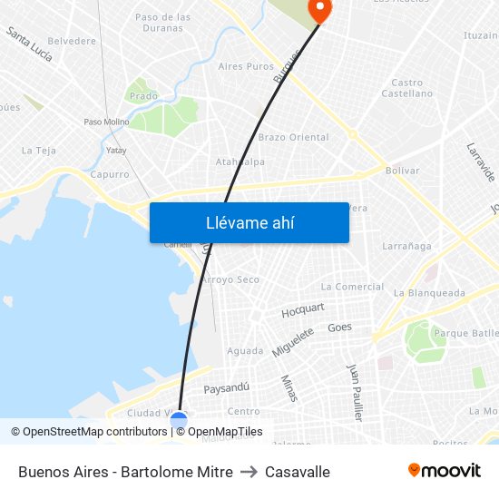 Buenos Aires - Bartolome Mitre to Casavalle map