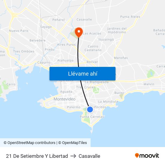 21 De Setiembre Y Libertad to Casavalle map