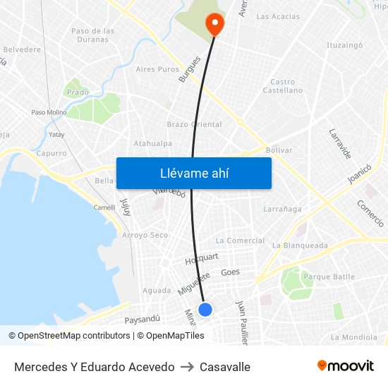Mercedes Y Eduardo Acevedo to Casavalle map