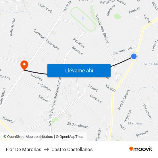 Flor De Maroñas to Castro Castellanos map