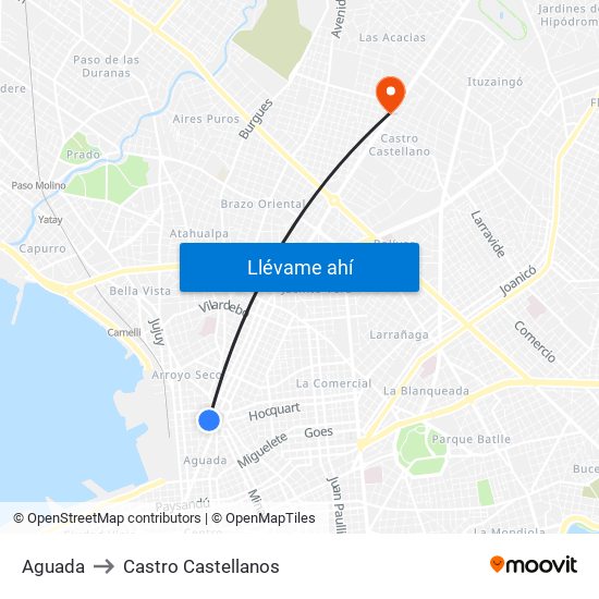 Aguada to Castro Castellanos map