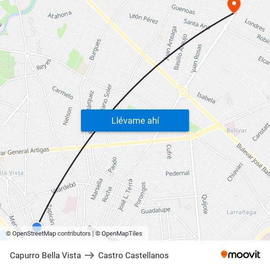 Capurro Bella Vista to Castro Castellanos map