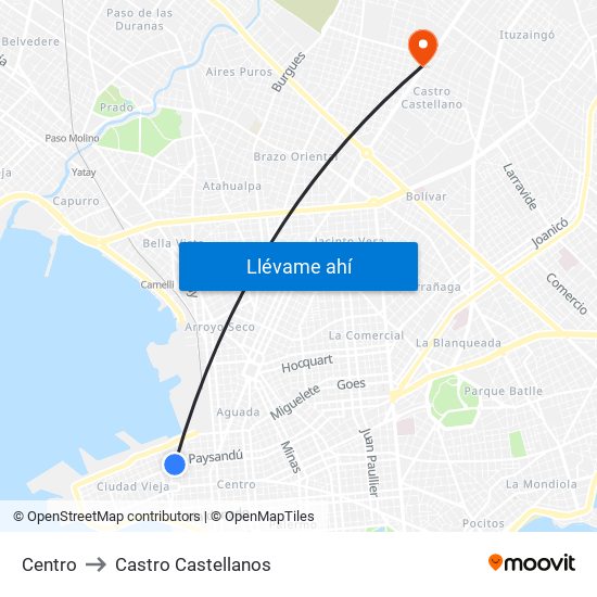 Centro to Castro Castellanos map