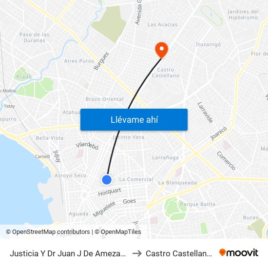 Justicia Y Dr Juan J De Amezaga to Castro Castellanos map