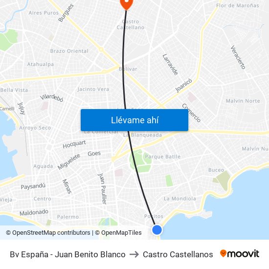 Bv España - Juan Benito Blanco to Castro Castellanos map