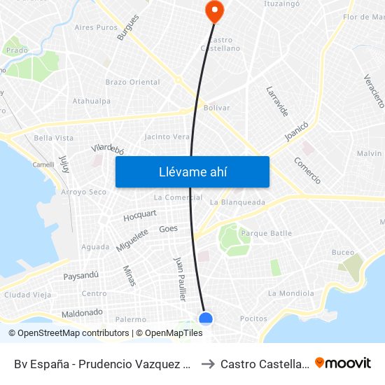 Bv España - Prudencio Vazquez Y Vega to Castro Castellanos map
