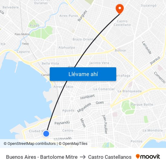 Buenos Aires - Bartolome Mitre to Castro Castellanos map