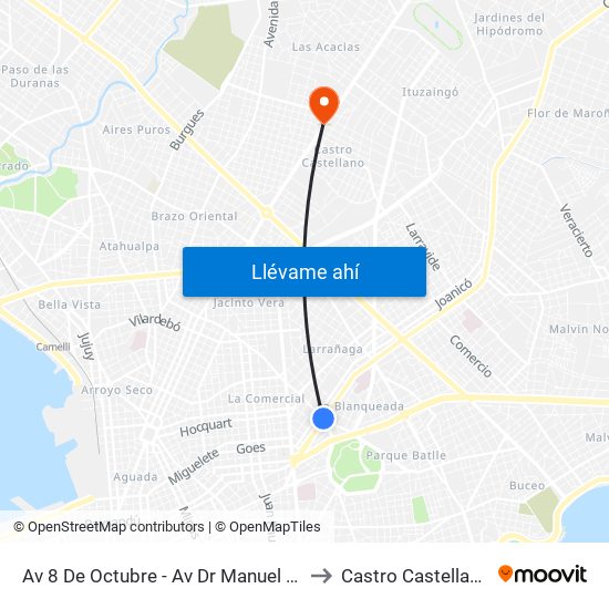 Av 8 De Octubre - Av Dr Manuel Albo to Castro Castellanos map