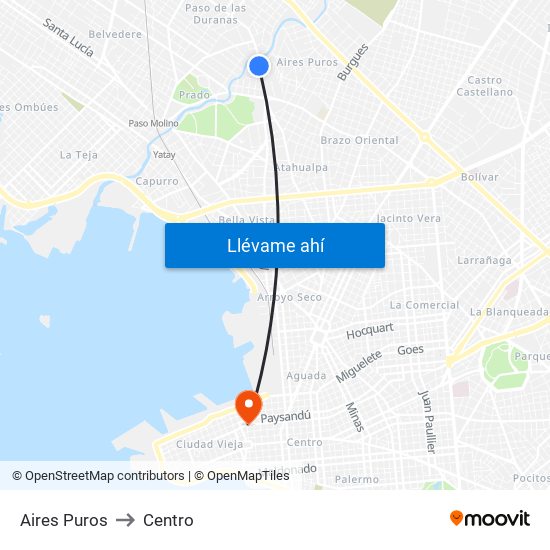 Aires Puros to Centro map
