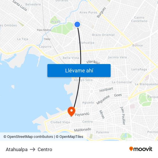 Atahualpa to Centro map
