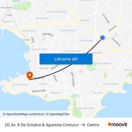 (S) Av. 8 De Octubre & Agustina Contucci to Centro map