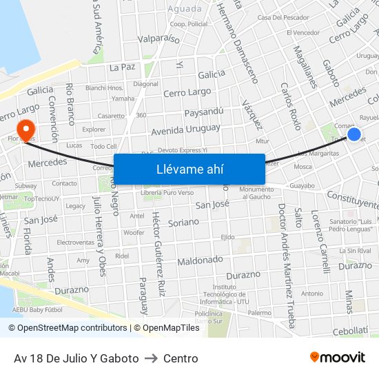 Av 18 De Julio Y Gaboto to Centro map