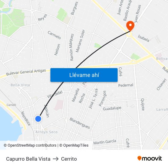 Capurro Bella Vista to Cerrito map
