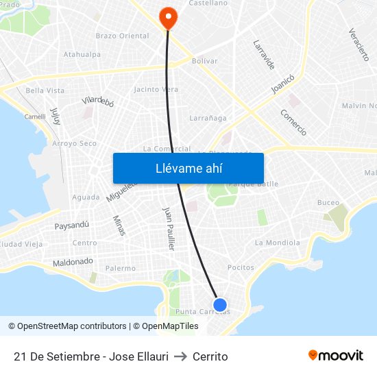 21 De Setiembre - Jose Ellauri to Cerrito map