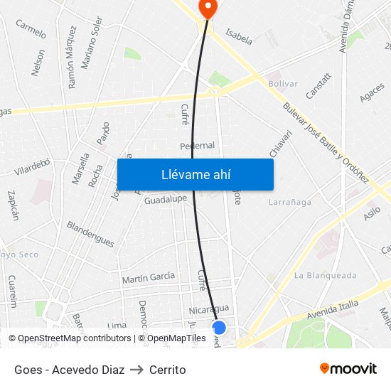 Goes - Acevedo Diaz to Cerrito map