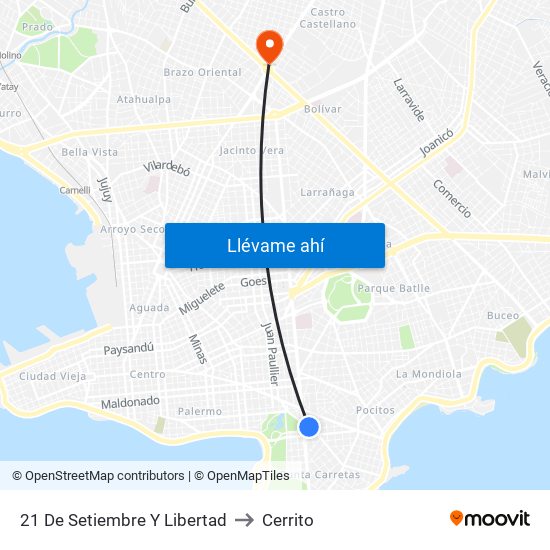 21 De Setiembre Y Libertad to Cerrito map