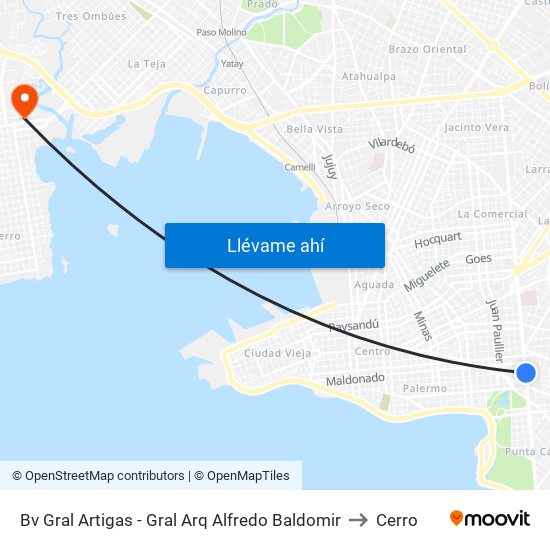 Bv Gral Artigas - Gral Arq Alfredo Baldomir to Cerro map