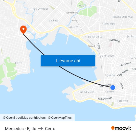 Mercedes - Ejido to Cerro map