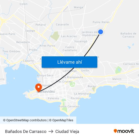 Bañados De Carrasco to Ciudad Vieja map
