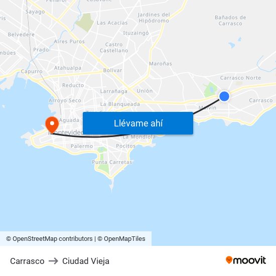 Carrasco to Ciudad Vieja map