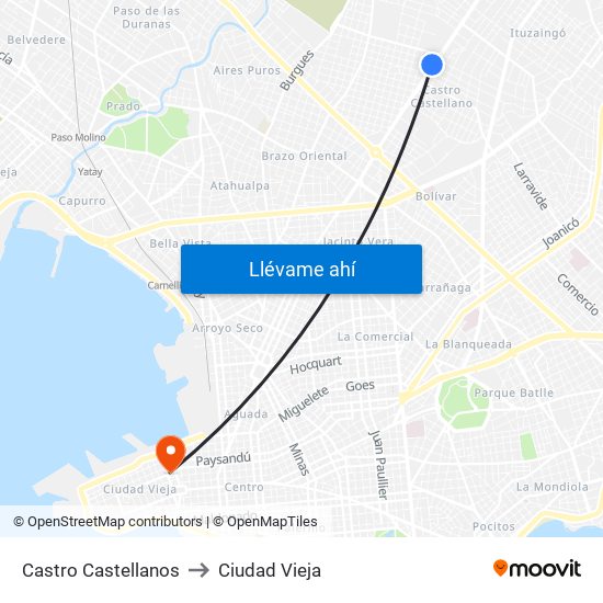 Castro Castellanos to Ciudad Vieja map