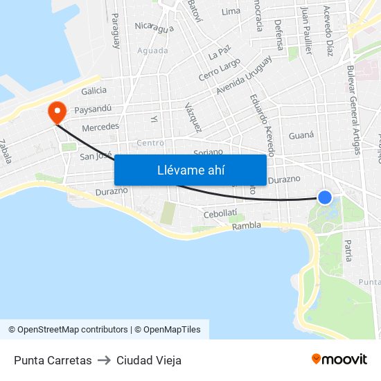 Punta Carretas to Ciudad Vieja map