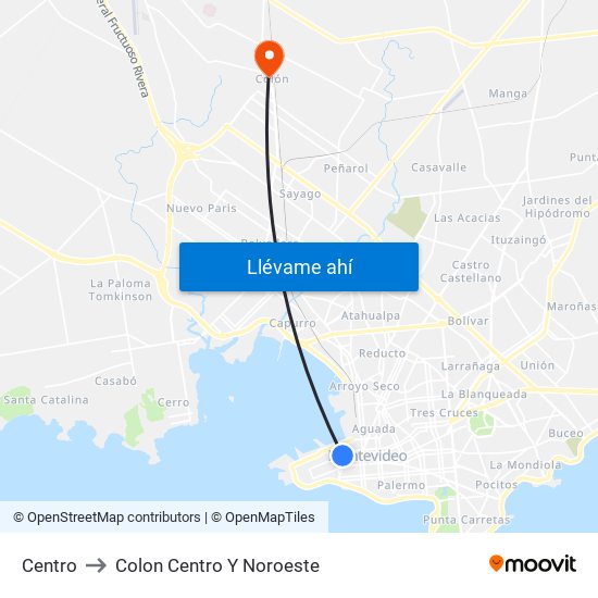 Centro to Colon Centro Y Noroeste map