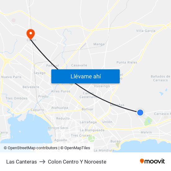 Las Canteras to Colon Centro Y Noroeste map