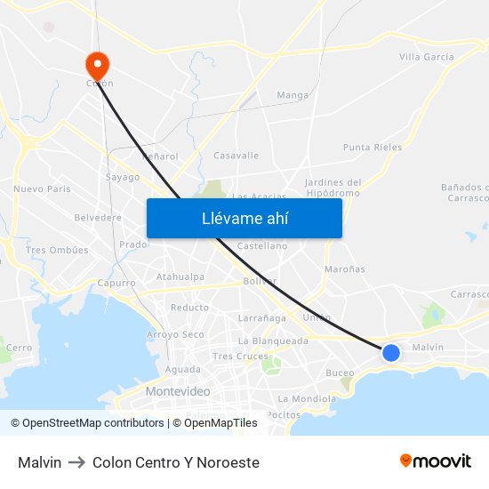 Malvin to Colon Centro Y Noroeste map