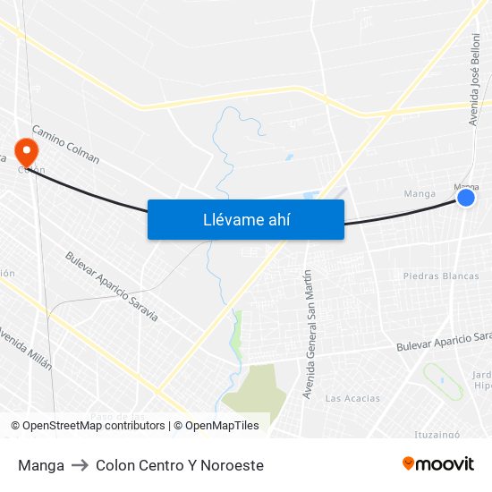 Manga to Colon Centro Y Noroeste map