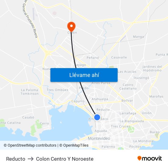 Reducto to Colon Centro Y Noroeste map