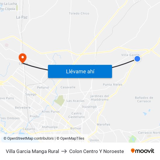 Villa Garcia Manga Rural to Colon Centro Y Noroeste map