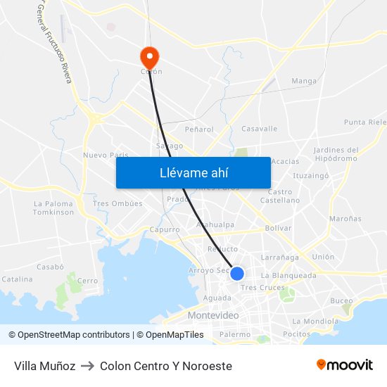 Villa Muñoz to Colon Centro Y Noroeste map
