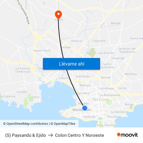 (S) Paysandú & Ejido to Colon Centro Y Noroeste map