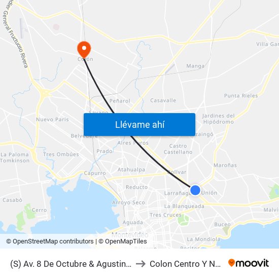 (S) Av. 8 De Octubre & Agustina Contucci to Colon Centro Y Noroeste map
