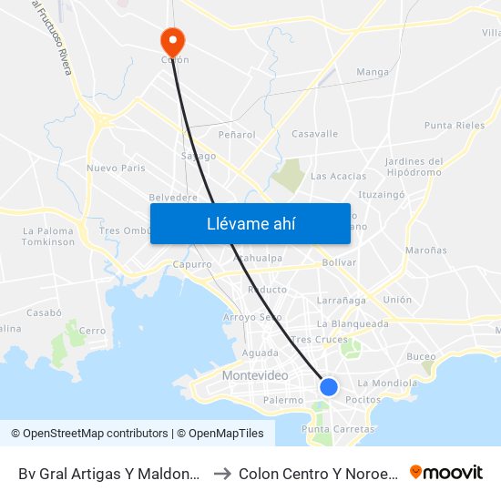 Bv Gral Artigas Y Maldonado to Colon Centro Y Noroeste map