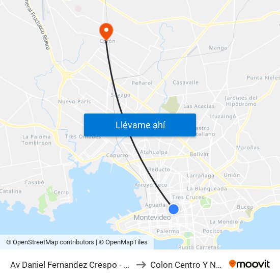 Av Daniel Fernandez Crespo - Av Uruguay to Colon Centro Y Noroeste map