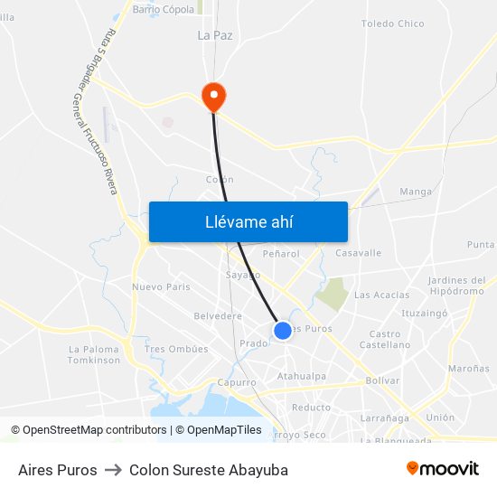 Aires Puros to Colon Sureste Abayuba map