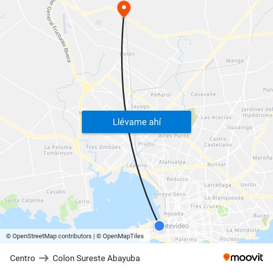 Centro to Colon Sureste Abayuba map