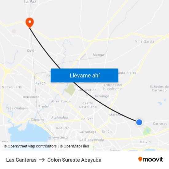 Las Canteras to Colon Sureste Abayuba map