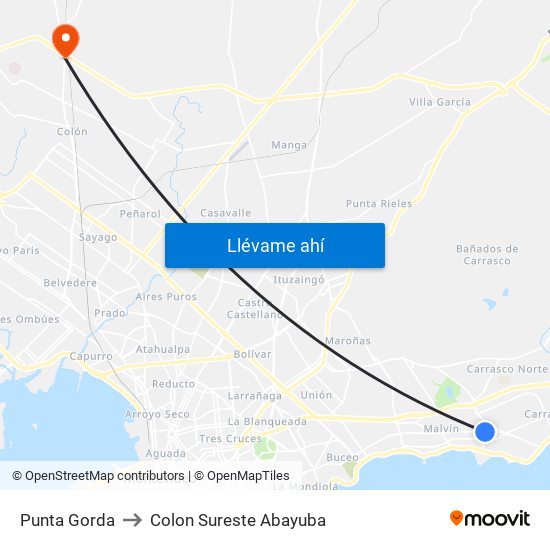 Punta Gorda to Colon Sureste Abayuba map