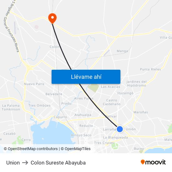 Union to Colon Sureste Abayuba map