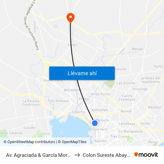 Av. Agraciada & García Morales to Colon Sureste Abayuba map