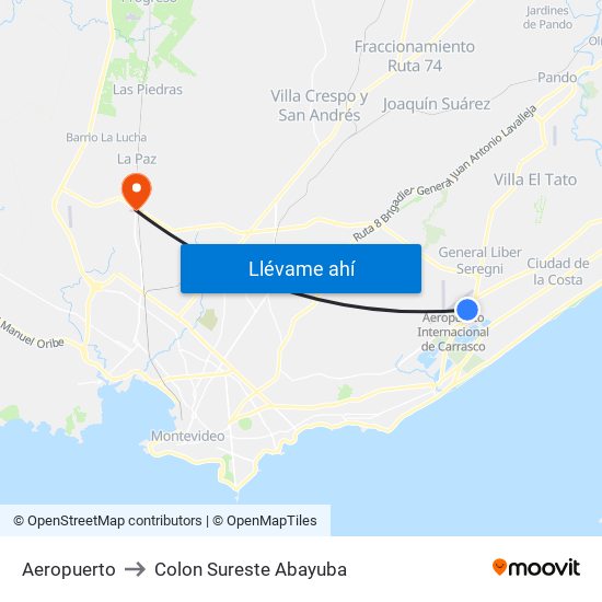 Aeropuerto to Colon Sureste Abayuba map