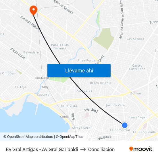 Bv Gral Artigas - Av Gral Garibaldi to Conciliacion map