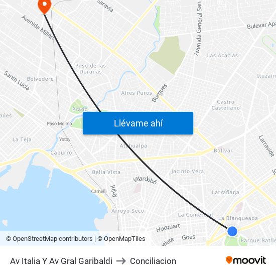 Av Italia Y Av Gral Garibaldi to Conciliacion map