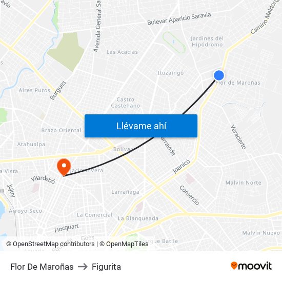 Flor De Maroñas to Figurita map