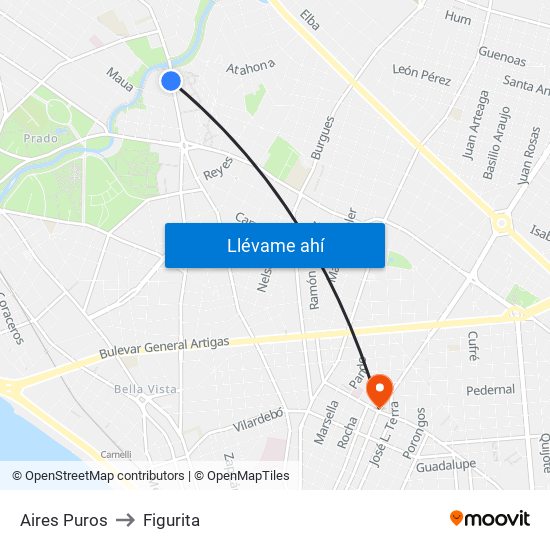 Aires Puros to Figurita map